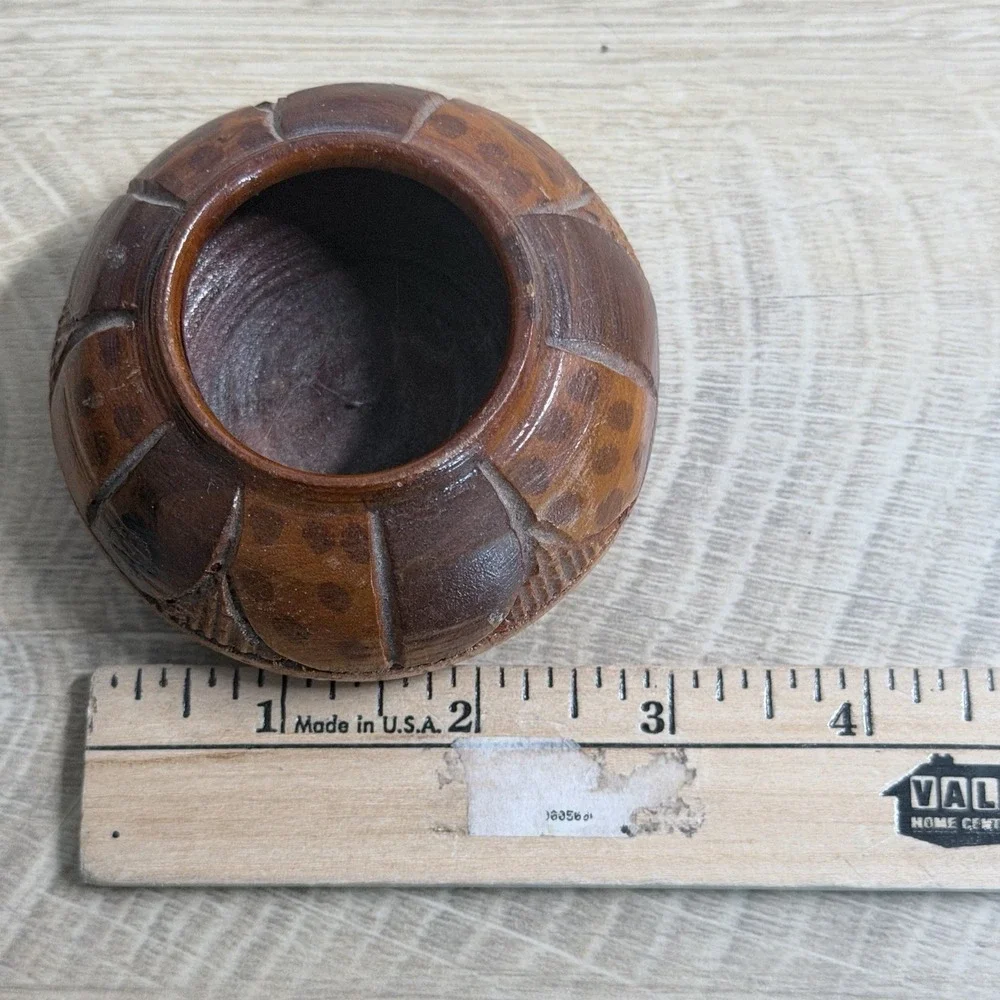 Vintage Hand‎ Carved Wooden Bowl Rustic Boho Primitive Tribal Home Decor Laura